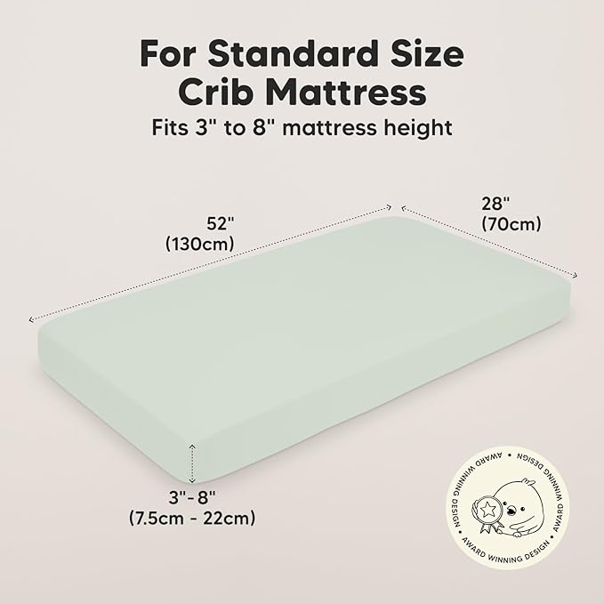 2-Pack Crib Sheets for Boys,Girls - Viscose Derived from Bamboo Fitted Crib Sheet, Organic Baby Crib Sheets, Crib Mattress Sheet,Toddler Bed Sheets,Baby Sheets for Crib Fitted Sheets(Sage)