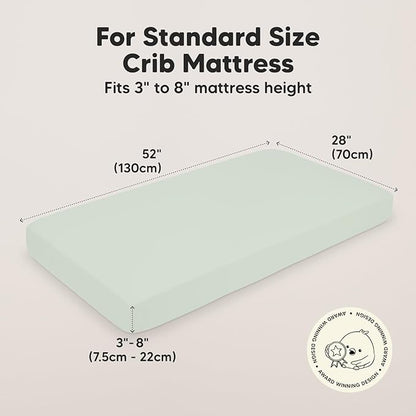2-Pack Crib Sheets for Boys,Girls - Viscose Derived from Bamboo Fitted Crib Sheet, Organic Baby Crib Sheets, Crib Mattress Sheet,Toddler Bed Sheets,Baby Sheets for Crib Fitted Sheets(Sage)