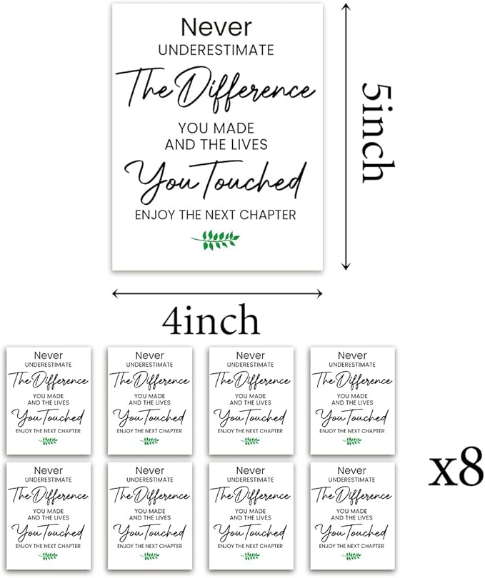 8 Pcs Going Leaving Moving Away Farewell Goodbye New Beginnings Retirement Party Decorations Gifts for Women Men Coworker Friends Never Underestimate The Difference You Made Wine Labels