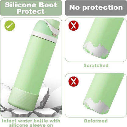 2PCS Silicone Water Bottle Boot for Owala 24oz 32oz 40oz, Anti-Slip Protective Sleeve Bottom Bumper Protector for FreeSip, Twist, and Flip Stainless Steel Water Bottles
