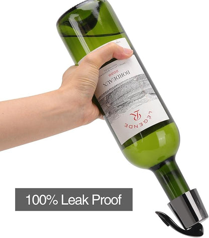 3Pcs Stainless Steel Wine Stoppers, Reusable Wine Bottle Stopper with Silicone Seal, Wine Saver and Decorative Bottle Sealer, Beverage and Wine to Keep Fresh (Silver+Black+Rose Gold）