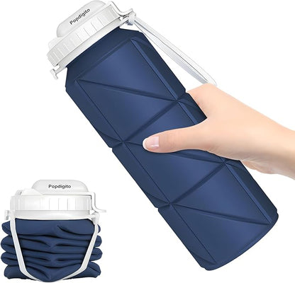 690ML Collapsible Water Bottles Reusable Leak Proof Silicone Water Bottle BPA Free Durable Foldable Sports Bottles & straw 23oz Lightweight Bottle for Gym Hiking Biking Camping Travel Bottle
