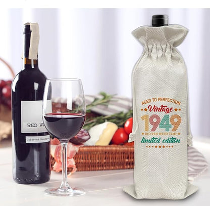 75th Birthday Gifts Wine Bag Congratulations Gifts for Women Men Parents Mom Dad Anniversary 1949 Birthday Wine Gift Bag