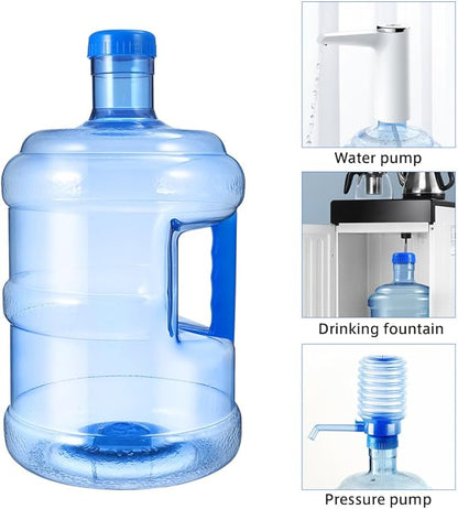 Baluue 5L Water Bottle with Screw Cap, Food Grade Mineral Water Bottle Jug Container Carry Handle for Sports Outdoor Travel Camping Residential Commercial Use Supplies