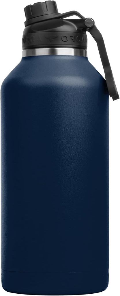 ORCA Hydra 66oz | Insulated, Stainless Steel Water Bottle with Powder Coat Finish & Silicone Grip Whale Tale Handle, Dishwasher Safe Sports Bottle — Navy
