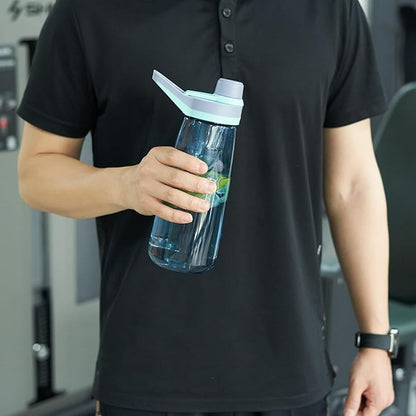 Kerilyn 32oz Water Bottle, Wide Mouth Plastic Water Bottles Chug Lid Sports Water Bottle, Reusable Water Bottle With Handle, Leak-Proof Clear Water Bottle for Travel, Fitness, Men, Women, Blue