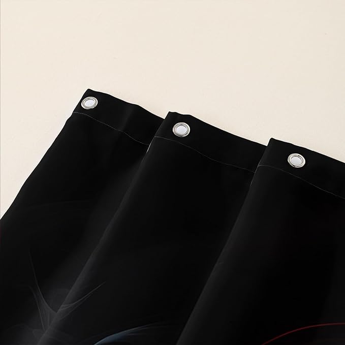 AILONEN Red and Black Rose Shower Curtain,Romantic Smoky Luxury Rose Bathroom Decor,Red Flower Garden Floral Bath Curtain,Waterproof 60" W x 72" H