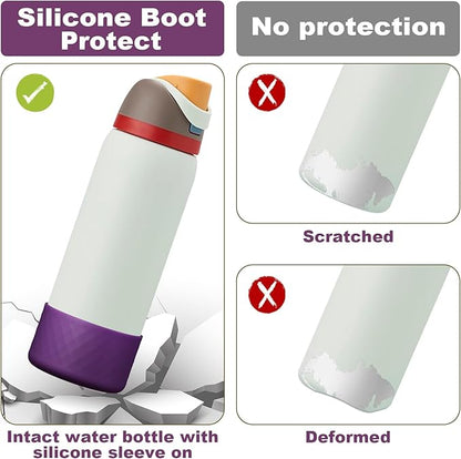 2PCS Silicone Water Bottle Boot for Owala 24oz 32oz 40oz, Anti-Slip Protective Sleeve Bottom Bumper Protector for FreeSip, Twist, and Flip Stainless Steel Water Bottles