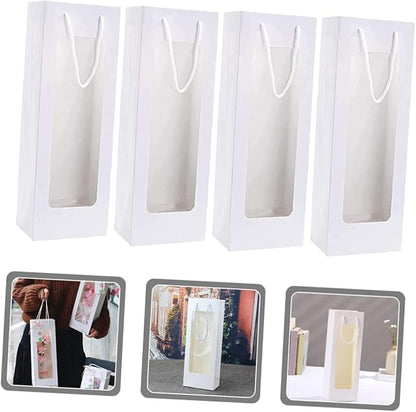 4pcs Window Wine Bag Flower Kraft Bags Wine Bags Bulk Wine Bags for Wine Bottles Brown Paper Bags Red Wine Bag Kraft Paper Open The Window White Decanter