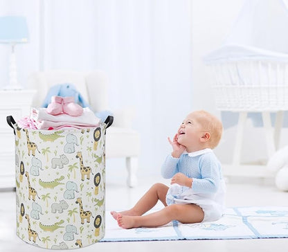 Animal Baby Laundry Basket Baby Hamper Kids Hamper Basket Toy Storage Bin for Boys Room Decor Baby Nursery Hamper Gift Baskets for Bedroom Bathroom(Green Animal)