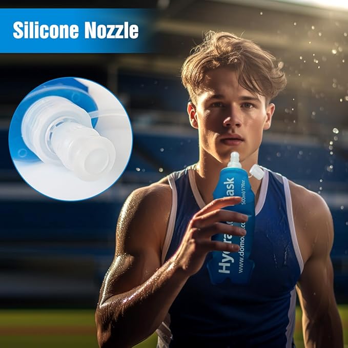 250ML Soft Flask, Running Water Bottle Foldable TPU Hydration Flask for Running Hydration Pack Cycling Hiking Marathon, Pack of 2