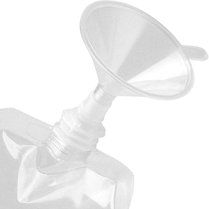 50 Pieces 8 x 4 Inch Plastic Drink Pouches, 16oz Plastic Flasks with Screw Cap and Funnel Flask Pouch for Party, Travel and Outdoor Use, BPA Free, Clear
