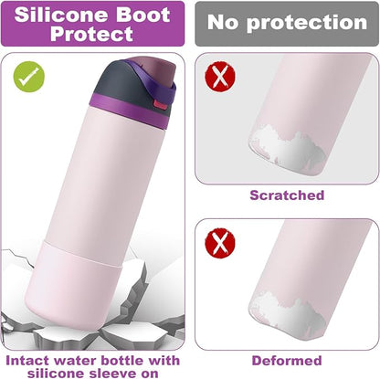 2PCS Silicone Water Bottle Boot for Owala 24oz 32oz 40oz, Anti-Slip Protective Sleeve Bottom Bumper Protector for FreeSip, Twist, and Flip Stainless Steel Water Bottles