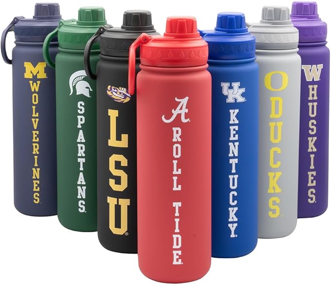 Alabama Roll Tide Water Bottle - Red Double Walled Stainless Steel 24 oz Keeps Drinks Cold or Hot