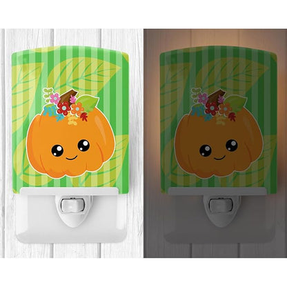 Caroline's Treasures BB6796CNL Pumpkin Fall Ceramic Night Light Compact, UL-Certified, Ideal for Bedroom, Bathroom, Nursery, Hallway, Kitchen, 6x4x3, Multicolor