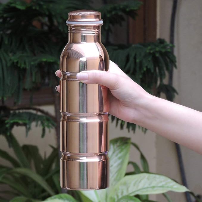 Pure Copper Water Bottle | Copper Stylish Bottle Joint Free with Ayurvedic Benefited 100% Pure and Leak Proof Bottle 33.84 US FL Ounce Capacity
