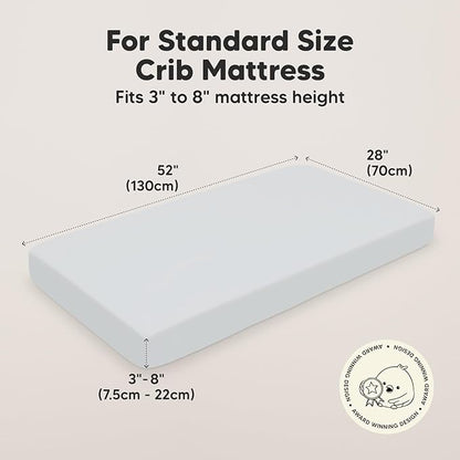 2-Pack Organic Crib Sheets for Boys, Girls - Jersey Fitted Crib Sheet, Baby Crib Sheets Neutral, Crib Mattress Sheet, Cotton Crib Sheets, Breathable Crib Sheet, Baby Mattress Sheets (Hazy Blue)