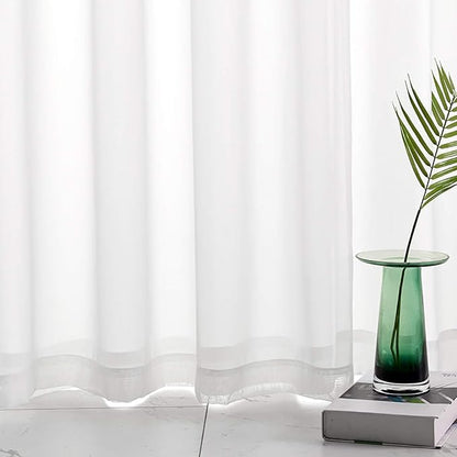 White Sheer Curtains 95 Inches Long Translucent Solid Color Sheer White Curtains 95 Inches Long 2 Panels Rod Pocket White Sheers 95 inch Curtains for Bedroom Living Room Party 52x95