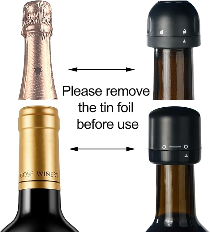 6PCS Wine Bottle Stoppers,4PCS wine stoppers+2PCS champagne stoppers，Wine Preserver, Wine Accessories, Black Silicone Small Wine Bottle Stoppers Corks