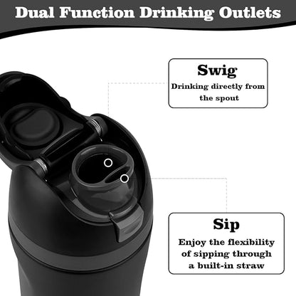 Moukiween Replacement Cap for Owala Freesip Bottle, One Button Water Bottle Top Lid Accessories Compatible with Owala Cup 16oz 24oz 32oz 40oz, BPA-Free, No Water Leakage, Black