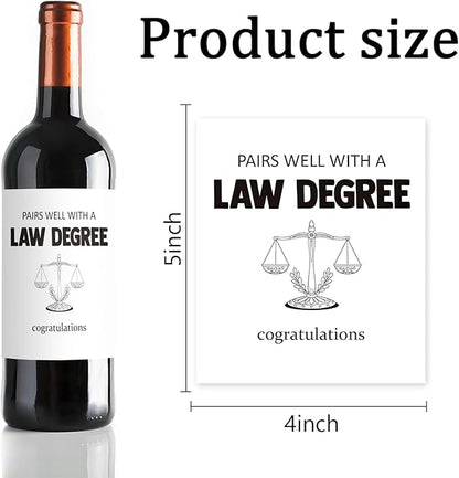 24Pcs Law Degree Graduation Wine Labels Graduation Gifts Wine Bottle Stickers Pairs Well with a Law Degree Wine Labels for Bottles Gifts for Women Men
