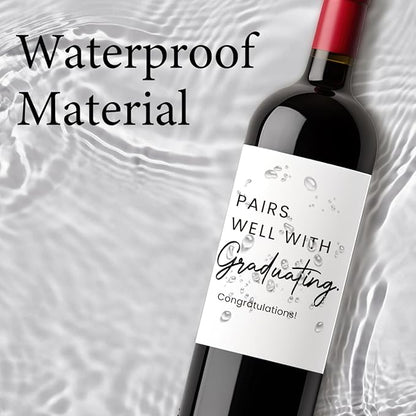 8 Pcs Graduation Wine Labels, College Graduation Grad Gifts for Him Her Women, Graduation Party Decorations Wine Bottle Stickers Labels, Pairs Well with Graduating Wine Labels