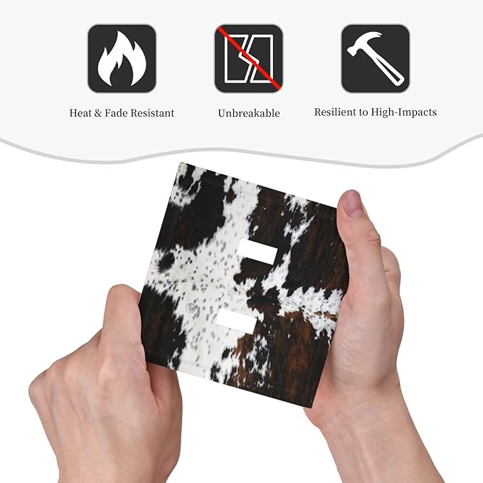 Western Farm Highland Cow Double Toggle Light Switch Cover Decorative 2 Gang Wall Plate Electrical Faceplate Switchplate Dimmer Plates for Farmhouse Bathroom Bedroom Living Room Bathroom Decor