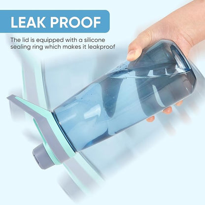 Kerilyn 32oz Water Bottle, Wide Mouth Plastic Water Bottles Chug Lid Sports Water Bottle, Reusable Water Bottle With Handle, Leak-Proof Clear Water Bottle for Travel, Fitness, Men, Women, Blue