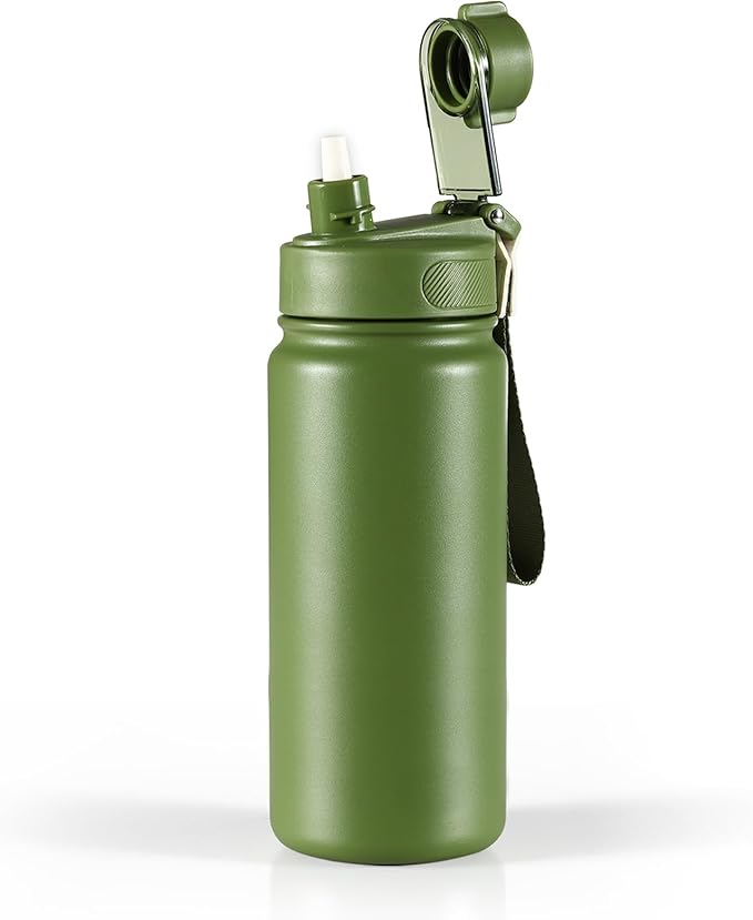 25 oz gym water bottle with straw, leak proof - men's/women's sports metal water bottle - double vacuum insulated stainless steel water bottle for gym, outdoors or traveling