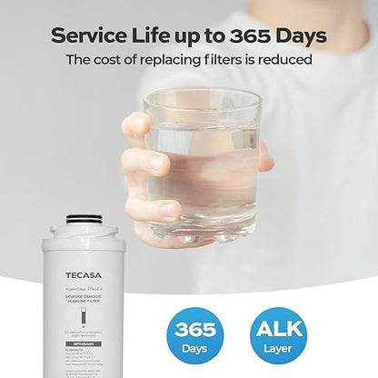 Alkaline Remineralization & pH Inline Water Filter, Replacement for TECASA Under Sink Tankless Reverse Osmosis System, 1-year Lifetime