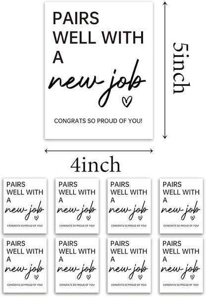 8 Pcs New Job Wine Labels, New Job Gifts for Women Men, Promotion Goodbye Farewell Leaving Job Gifts for Coworkers Women, Pairs Well with A New Job Wine Bottle Stickers Labels