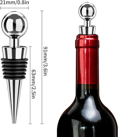 5 Pcs Wine Stopper Bottle Stopper Wine Saver, Wine Saver Zinc Alloy Silicone, Reusable Leak Proof Keep Fresh Wine Corks, for Gifts, Bar, Holiday, Party, Wedding, Camping for Standard Bottle