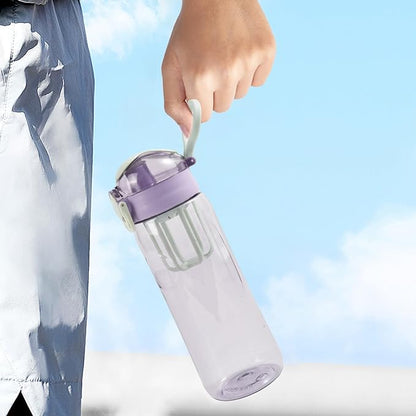 28oz Water Bottle with Fruit Infuser Strainer, BPA-Free Sports Water Bottle, One-Click Clear Water Bottle with Safety Lock for Office, Gym, Outdoors, Purple