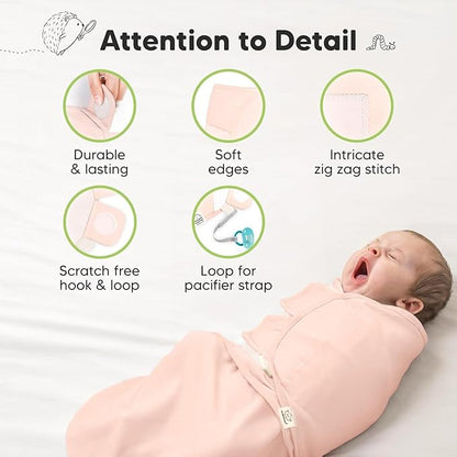 3-Pack Organic Baby Swaddle Sleep Sacks - Newborn Swaddle Sack, Ergonomic Baby Swaddles 0-3 Months, Swaddles for Newborns, Baby Sleep Sack, Baby Swaddle Blanket Wrap,Baby Essentials(Angelic)