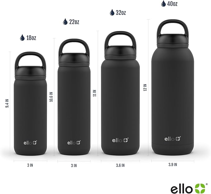 Ello Cooper Twist 18oz Kids Stainless Steel Water Bottle with Chug Lid | Leak Proof Double Walled and Vacuum Insulated | Fits Car Cupholder | Built in Carry Loop | Dishwasher Safe | Sage