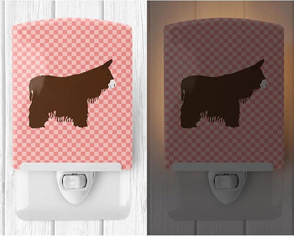 Caroline's Treasures BB7852CNL Poitou Poiteuin Donkey Pink Check Ceramic Night Light Compact, UL-Certified, Ideal for Bedroom, Bathroom, Nursery, Hallway, Kitchen, 6x4x3, Multicolor