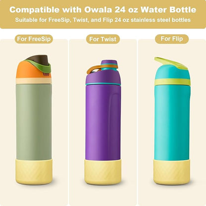 2PCS Silicone Water Bottle Boot for Owala 24oz 32oz 40oz, Anti-Slip Protective Sleeve Bottom Bumper Protector for FreeSip, Twist, and Flip Stainless Steel Water Bottles