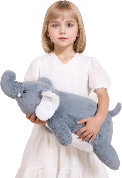 24 inch Cute Giant Weighted Elephant Plush Soft Body Pillow, Large Grey Elephant Weighted Stuffed Animals Toys plushies, Gift for Kids Girls and Boy, Birthday