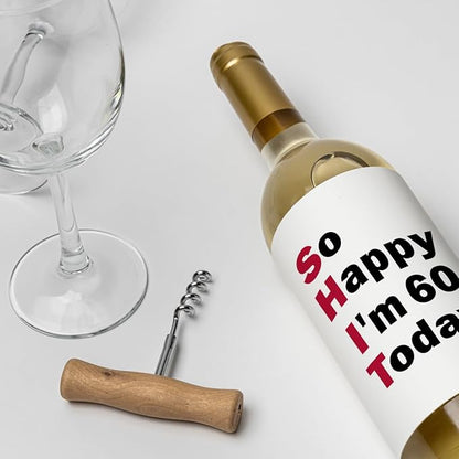 8 Pcs 60th Birthday Gifts for Women Men Wine Labels, 60 Year Old Birthday Gifts for Women Men Wine Bottle Labels, Happy 60th Birthday Party Decorations Gifts for Women Men Wine Bottle Stickers