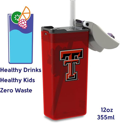 Reusable Water Bottle | Officially Licensed NCAA Sports Bottle | BPA Free | Dishwasher Safe | Red Raider | 12 oz Drink in the Box - Texas Tech