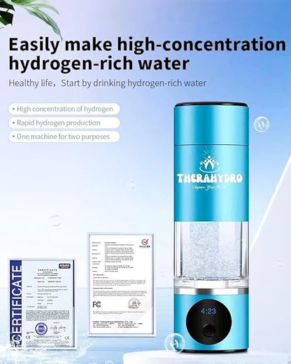 ; Hydrogen Water Bottle ; Generates Real 6000ppb+ Pure Hydrogen Water Concentration - Hydrogen Water Bottle Generator; Food Grade Material - Hydrogen Water Machine ; SPE/PEM THECH