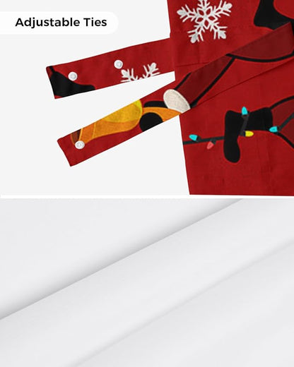 Red Merry Christmas Blackout Tie Up Valance Curtains for Kitchen Windows Funny Hanging Santa Window Toppers Balloon Shades for Living Room/Bathroom/Bedroom,1 Panel, 54" X 18", Snow Winter Holiday