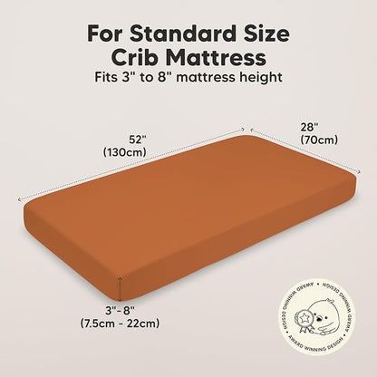 2-Pack Organic Crib Sheets for Boys, Girls - Jersey Fitted Crib Sheet, Baby Crib Sheets Neutral, Crib Mattress Sheet, Cotton Crib Sheets, Breathable Crib Sheet, Baby Mattress Sheets (Rust)