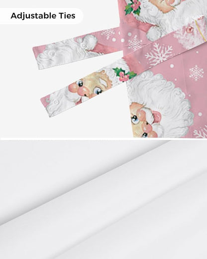 Pink Christmas Blackout Tie Up Valance Curtains for Kitchen Windows Santa Claus Merry Christmas Tree Window Toppers Balloon Shades for Living Room/Bathroom/Bedroom,1 Panel, 60" X 18", Winter Snowflake