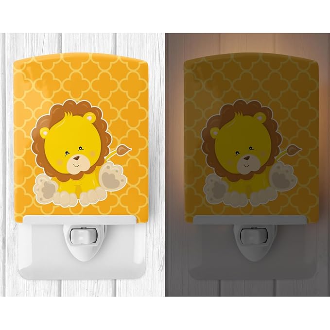 Caroline's Treasures BB8606CNL Lion on Quatrafoil Ceramic Night Light Compact, UL-Certified, Ideal for Bedroom, Bathroom, Nursery, Hallway, Kitchen, 6x4x3, Multicolor