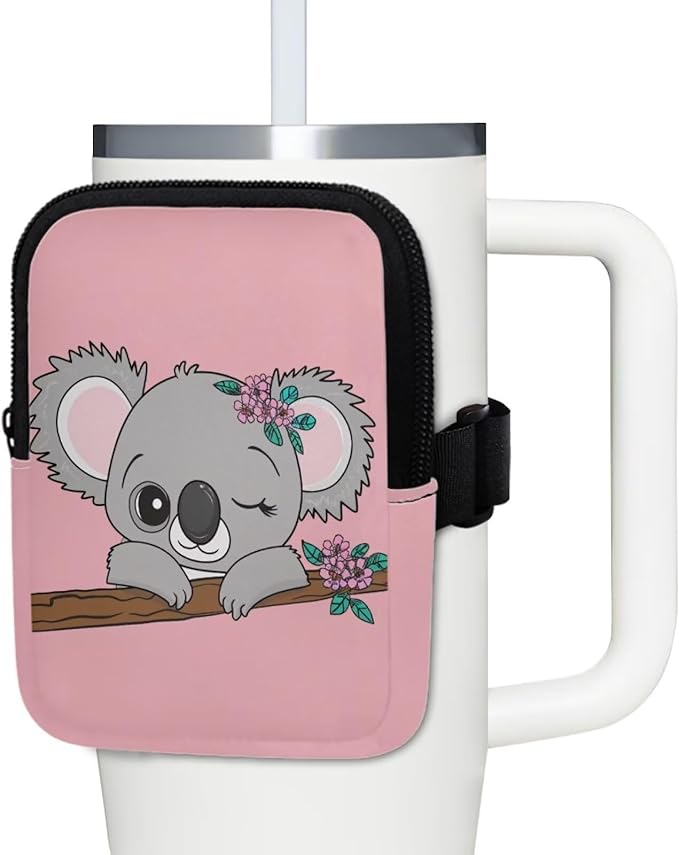 Koala Tumbler Pouch Bag for Stanley Cup Storage Holder Bag with Strap Water Bottle Pouch Zipper Brateaya Cup Pouch 20oz 30oz