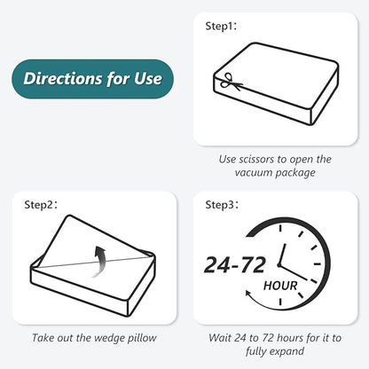 3 PCS Upgraded Bed Wedge Pillow for Sleeping - 35D Post Surgery Pillow for Back Leg Pain Relief - 22" Wide Adjustable Triangle Wedge Pillow Set for Acid Reflux & GERD & Snoring(white grey)