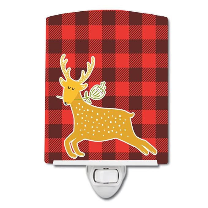 Caroline's Treasures BB6773CNL Deer Ceramic Night Light Compact, UL-Certified, Ideal for Bedroom, Bathroom, Nursery, Hallway, Kitchen, 6x4x3, Multicolor