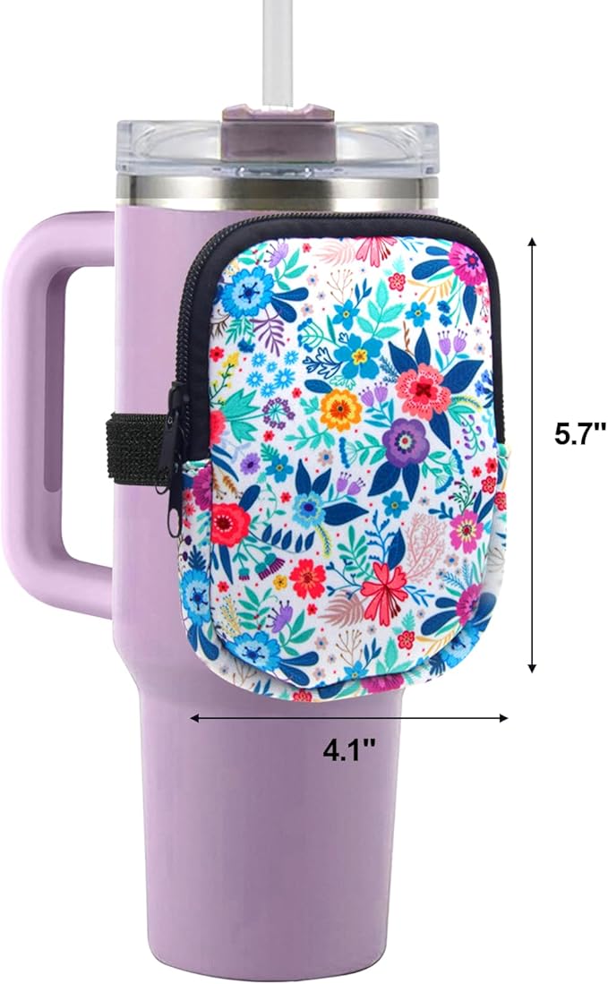 Water Bottle Pouch For Stanley Quencher Adventure 40oz 30oz Tumbler & Stanley IceFlow 20oz, Versatile Tumbler Pouch with Zipper, Gym Accessories For Women, for Keys, Wallet, Earphone, Cards, Compact