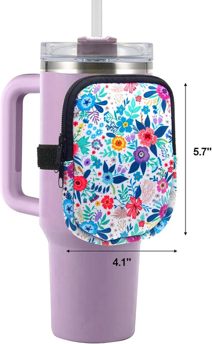 Water Bottle Pouch For Stanley Quencher Adventure 40oz 30oz Tumbler & Stanley IceFlow 20oz, Versatile Tumbler Pouch with Zipper, Gym Accessories For Women, for Keys, Wallet, Earphone, Cards, Compact